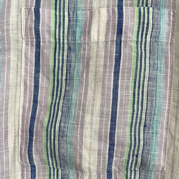 GRANT THOMAS PURE LINEN STRIPE BUTTON DOWN SHIRT SIZE MEDIUM - Picture 4 of 7